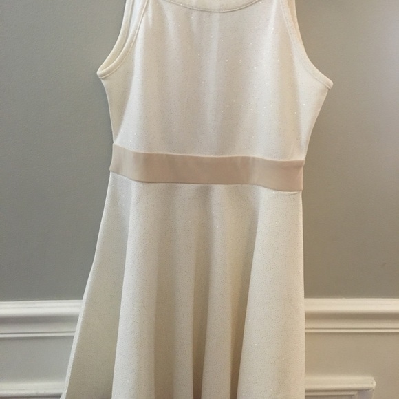 Nickie Lew Girls Cream/Gold Glitter Skater Dress - Picture 4 of 5
